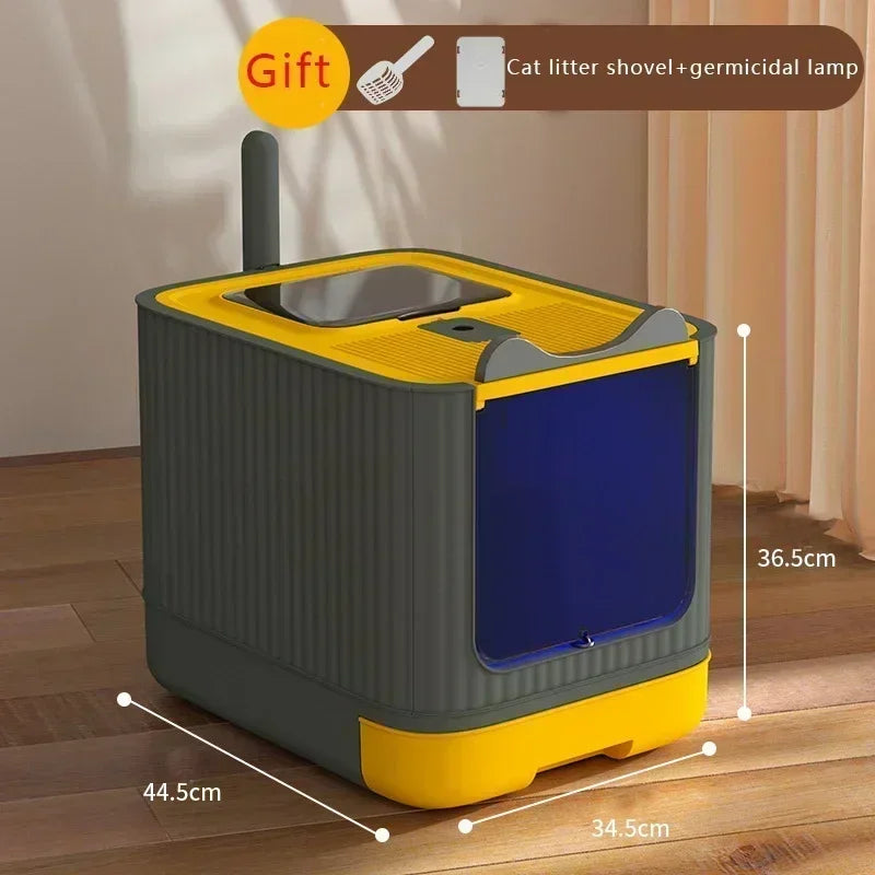UV Sterilization Cat Litter Box Fully Enclosed Anti-Splashing Cat Toilet