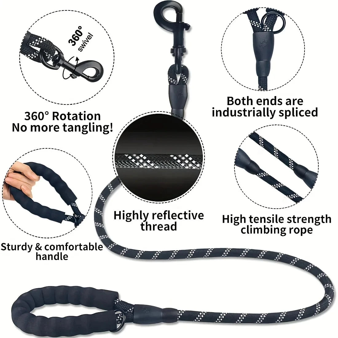 Reflective Dog Leash With Comfortable Padded