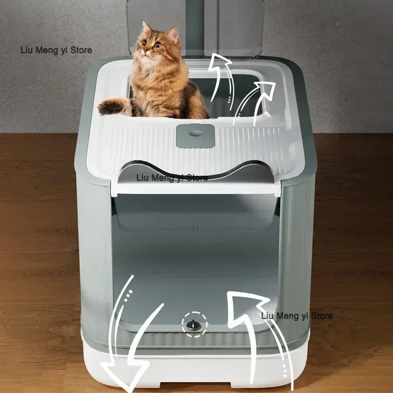 UV Sterilization Cat Litter Box Fully Enclosed Anti-Splashing Cat Toilet