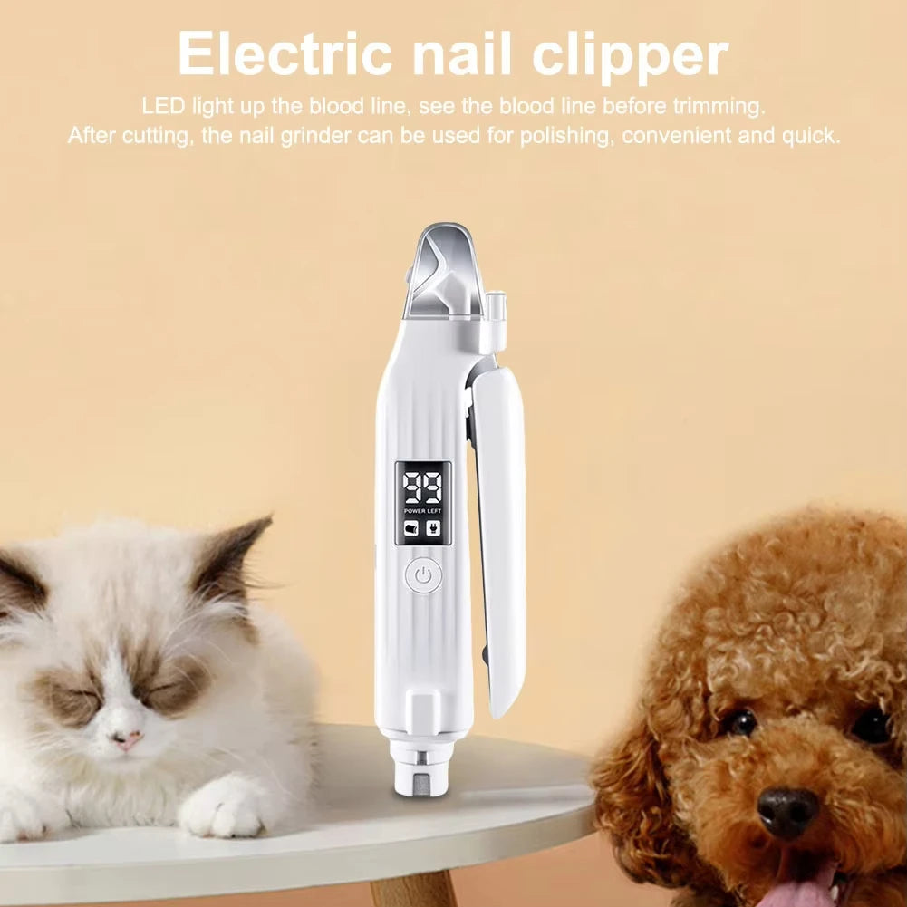2 in 1 Electric Pet Nail Trimmer with LED Lights
