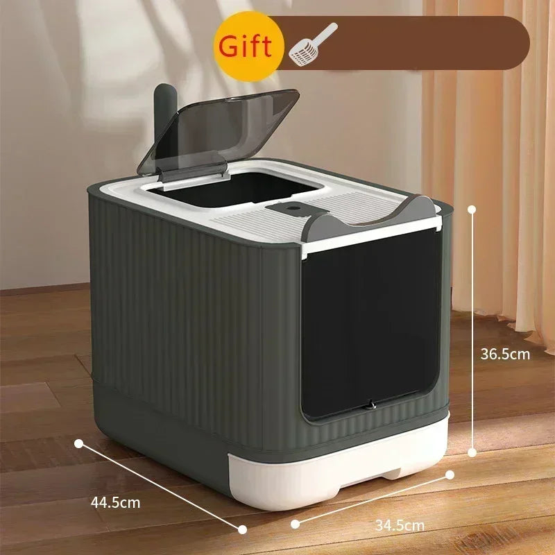 UV Sterilization Cat Litter Box Fully Enclosed Anti-Splashing Cat Toilet