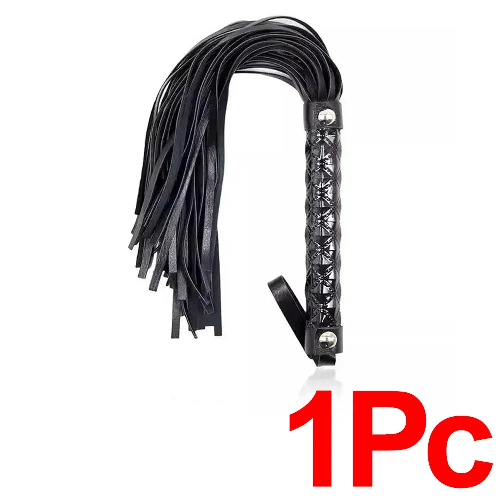 Tassels Handle Horse Whip PU Leather
