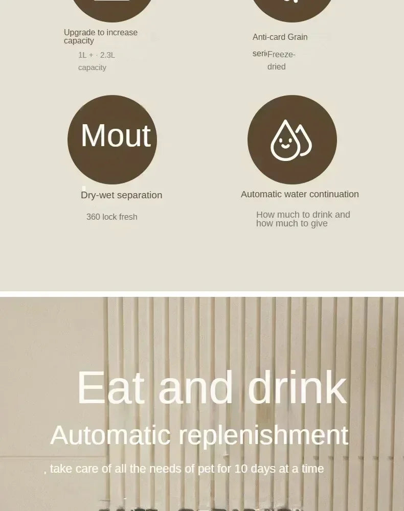 Automatic Feeder Dog Cat Food Bowl With Water