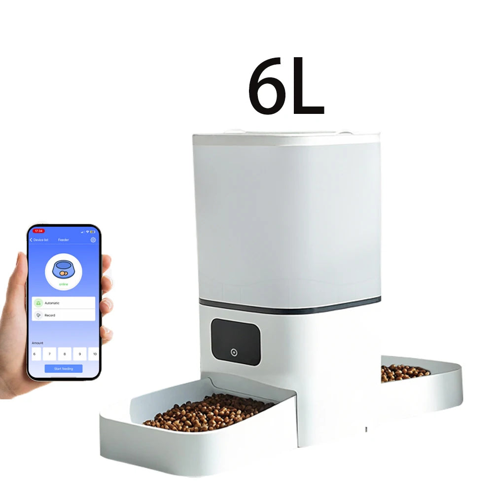 6L WIFI cat automatic feeder, double meal pet feeder