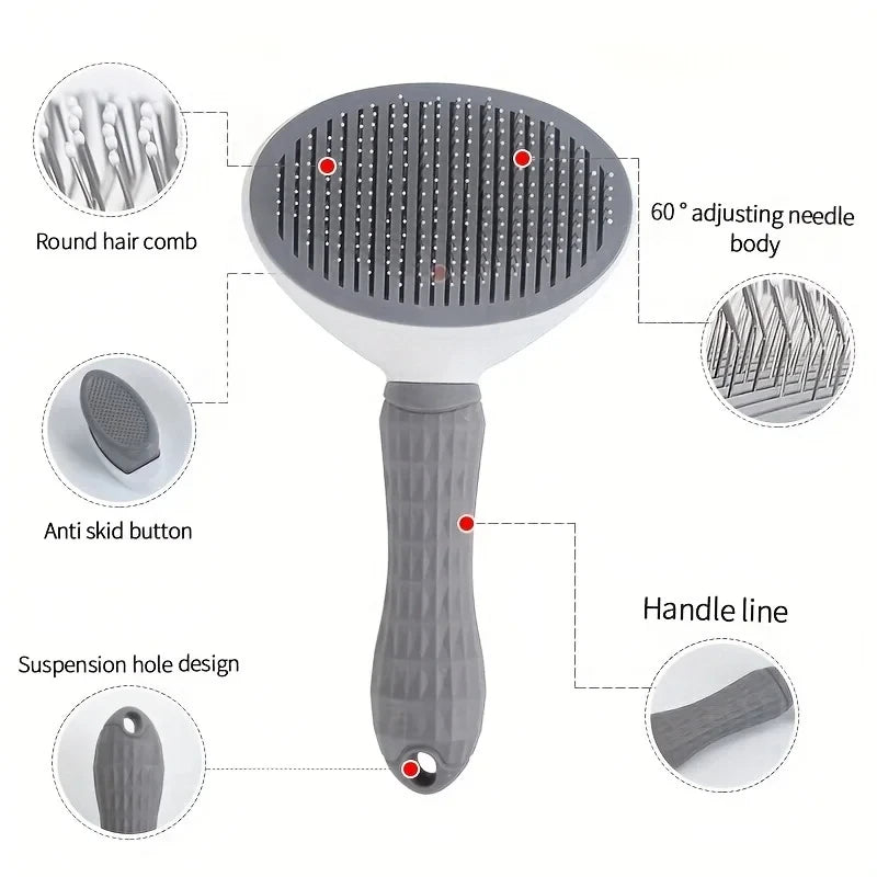 Pet dog brush; cat brush; one-button pet hair removal .