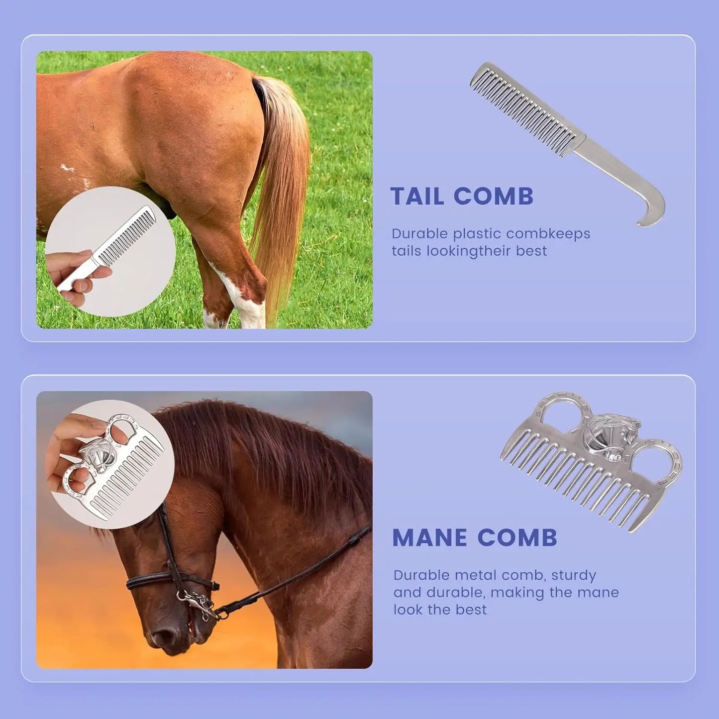 Horse Grooming Kit Horse Brushes for Grooming 10 Pcs Horse Cleaning Tool
