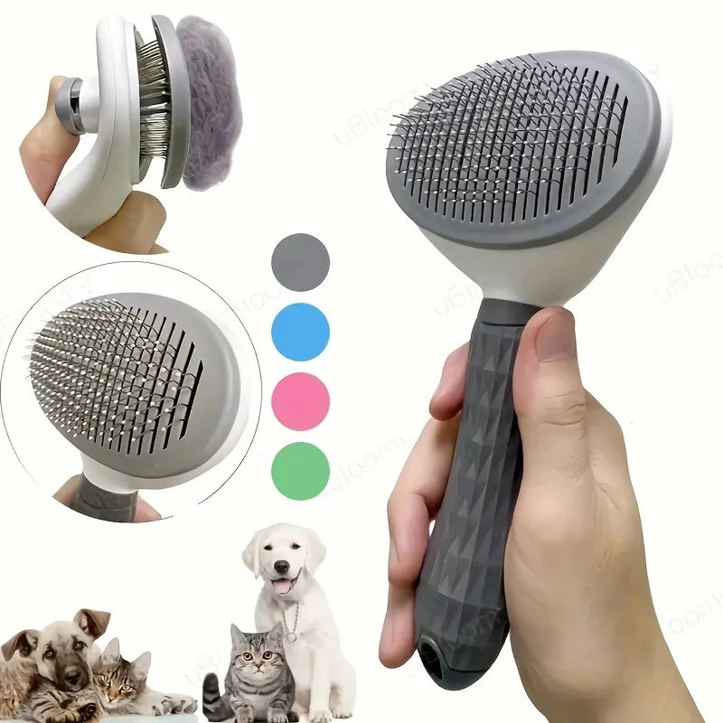 Pet dog brush; cat brush; one-button pet hair removal .