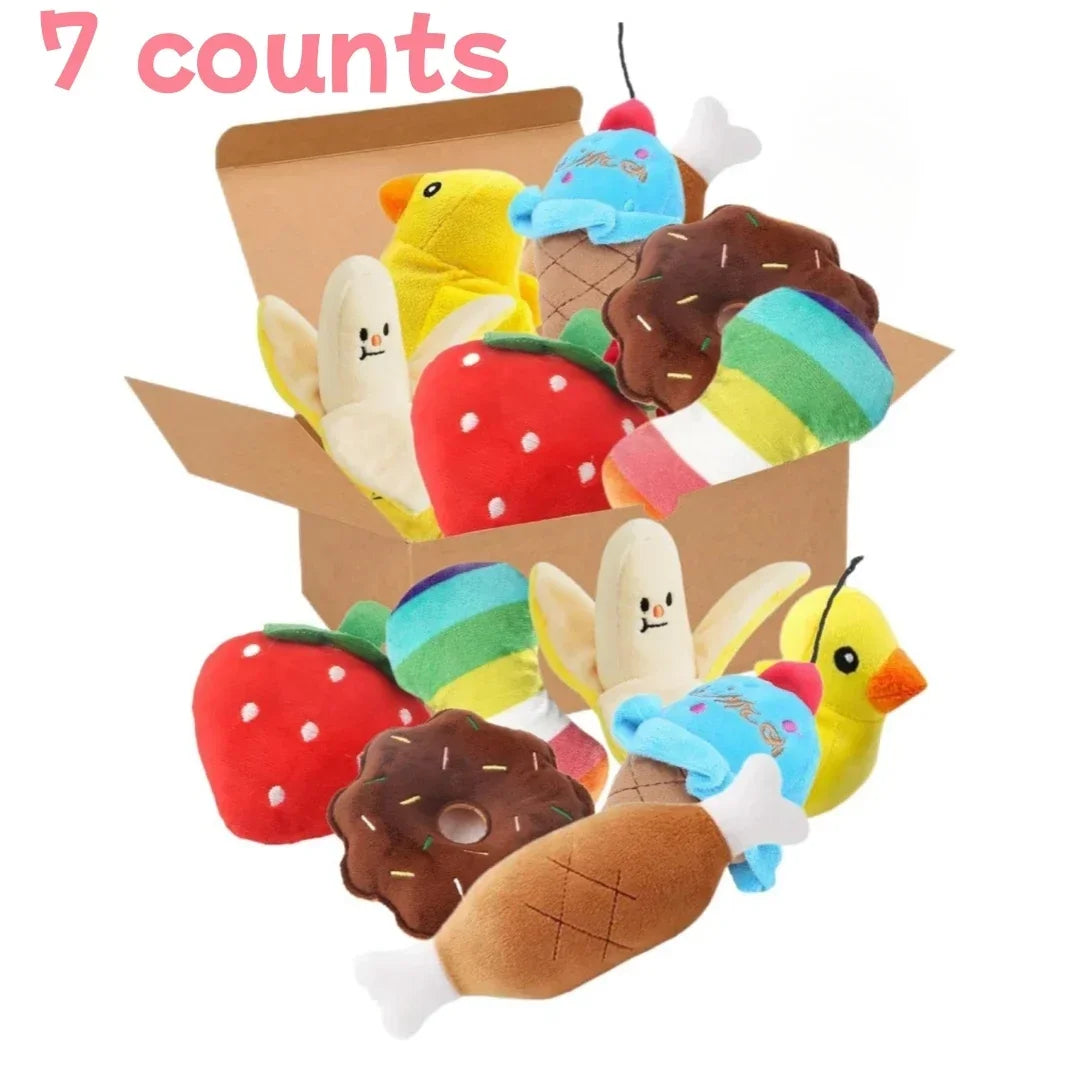 A 7-piece set of puppy sound toys