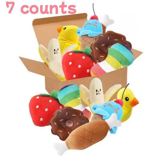 A 7-piece set of puppy sound toys