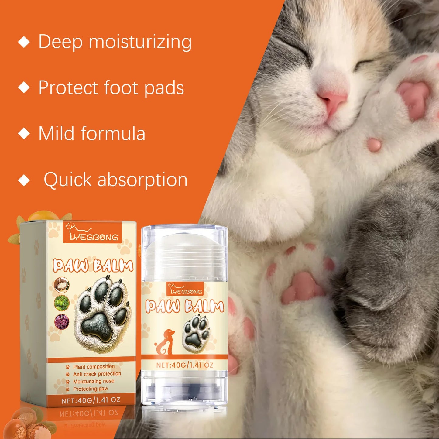 Pet Paw Balm Noses Paws Moisturizer Repair Dry Cracked Cat Foot Care Protector