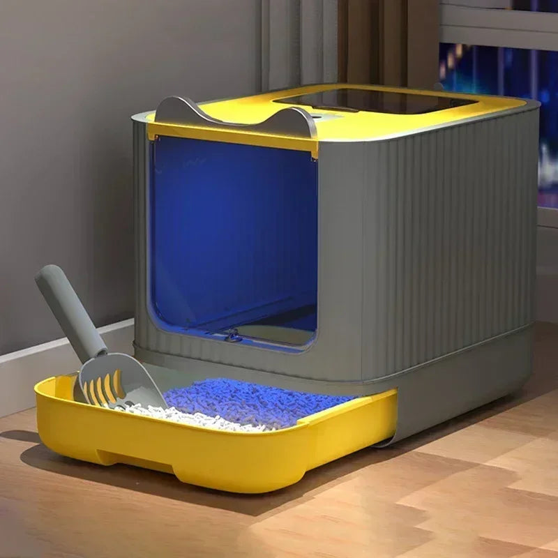 UV Sterilization Cat Litter Box Fully Enclosed Anti-Splashing Cat Toilet