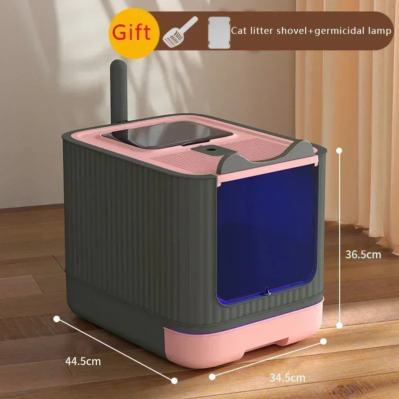 UV Sterilization Cat Litter Box Fully Enclosed Anti-Splashing Cat Toilet
