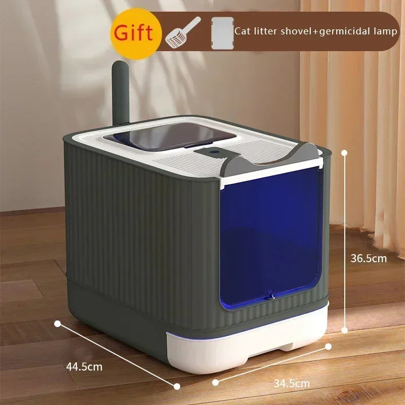 UV Sterilization Cat Litter Box Fully Enclosed Anti-Splashing Cat Toilet