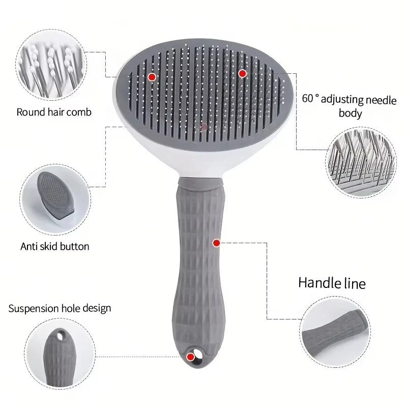 Pet dog brush; cat brush; one-button pet hair removal .