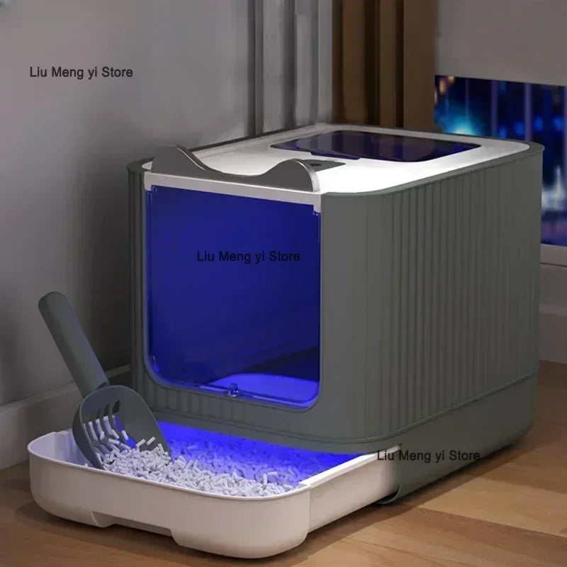 UV Sterilization Cat Litter Box Fully Enclosed Anti-Splashing Cat Toilet