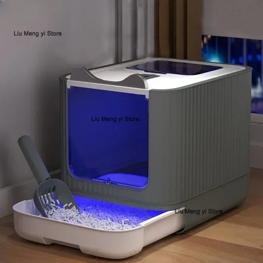 UV Sterilization Cat Litter Box Fully Enclosed Anti-Splashing Cat Toilet