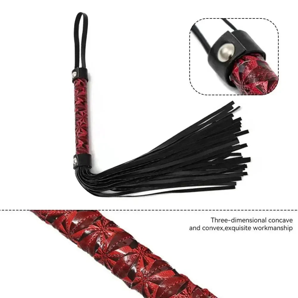 Tassels Handle Horse Whip PU Leather