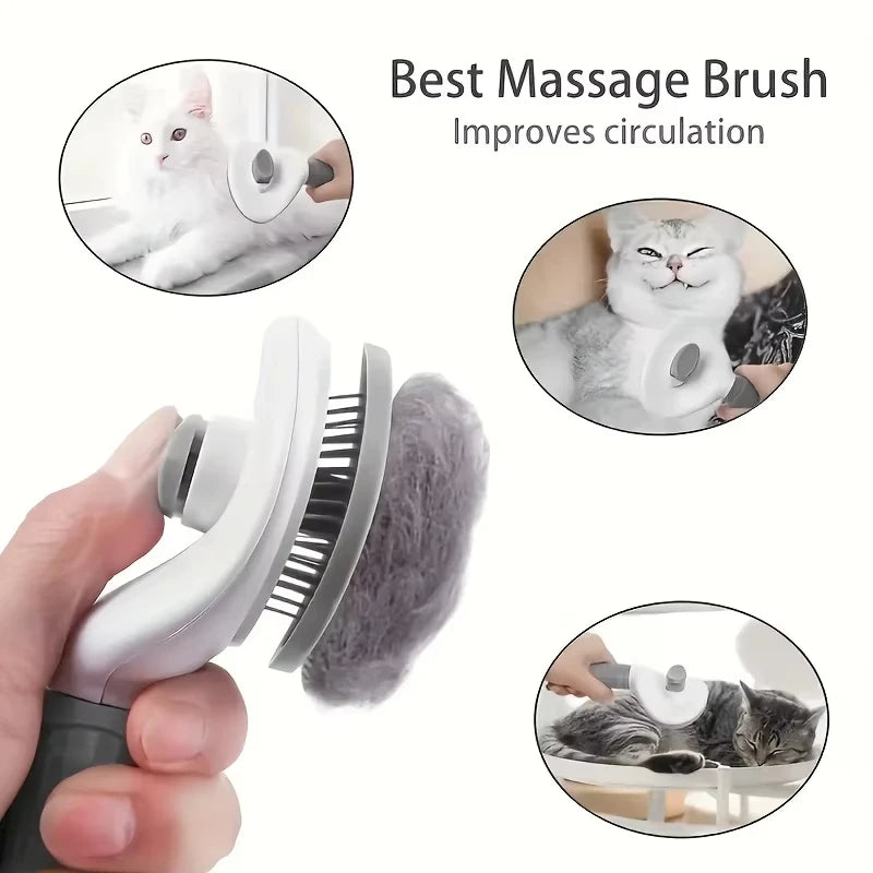 Pet dog brush; cat brush; one-button pet hair removal .