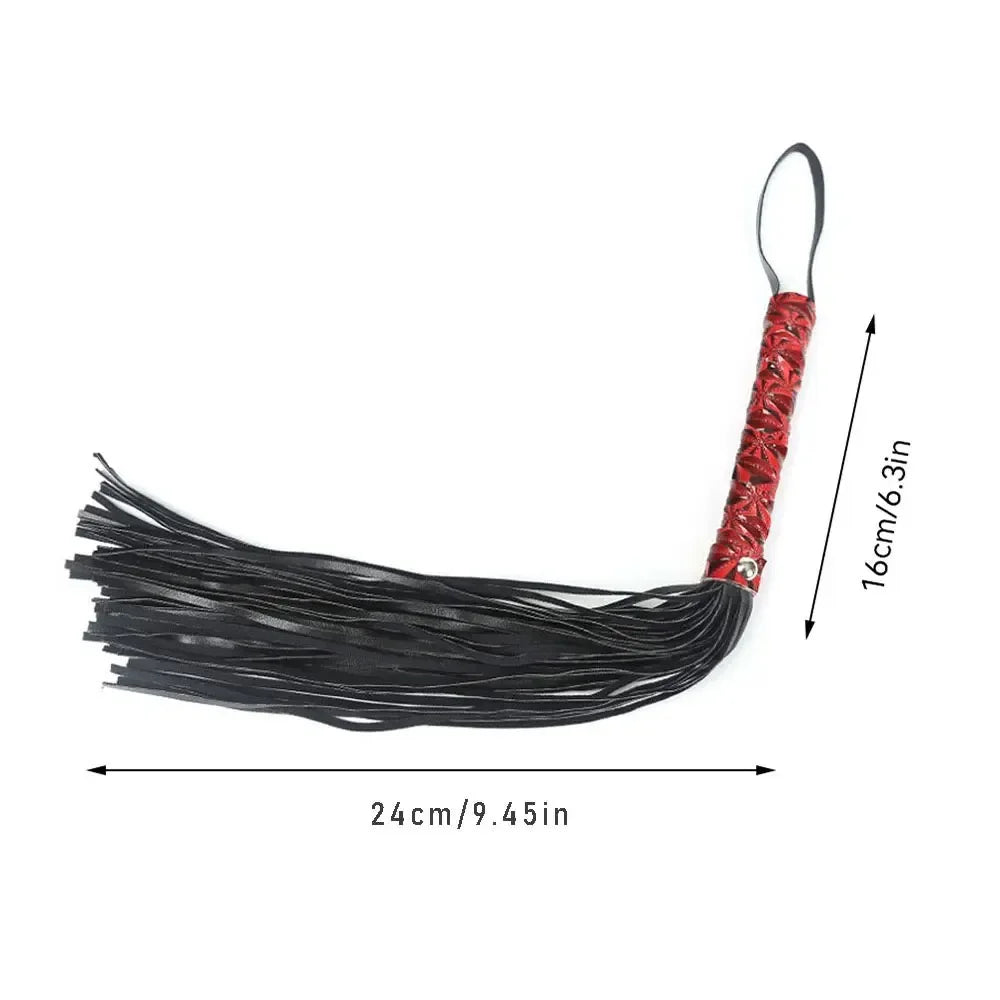 Tassels Handle Horse Whip PU Leather