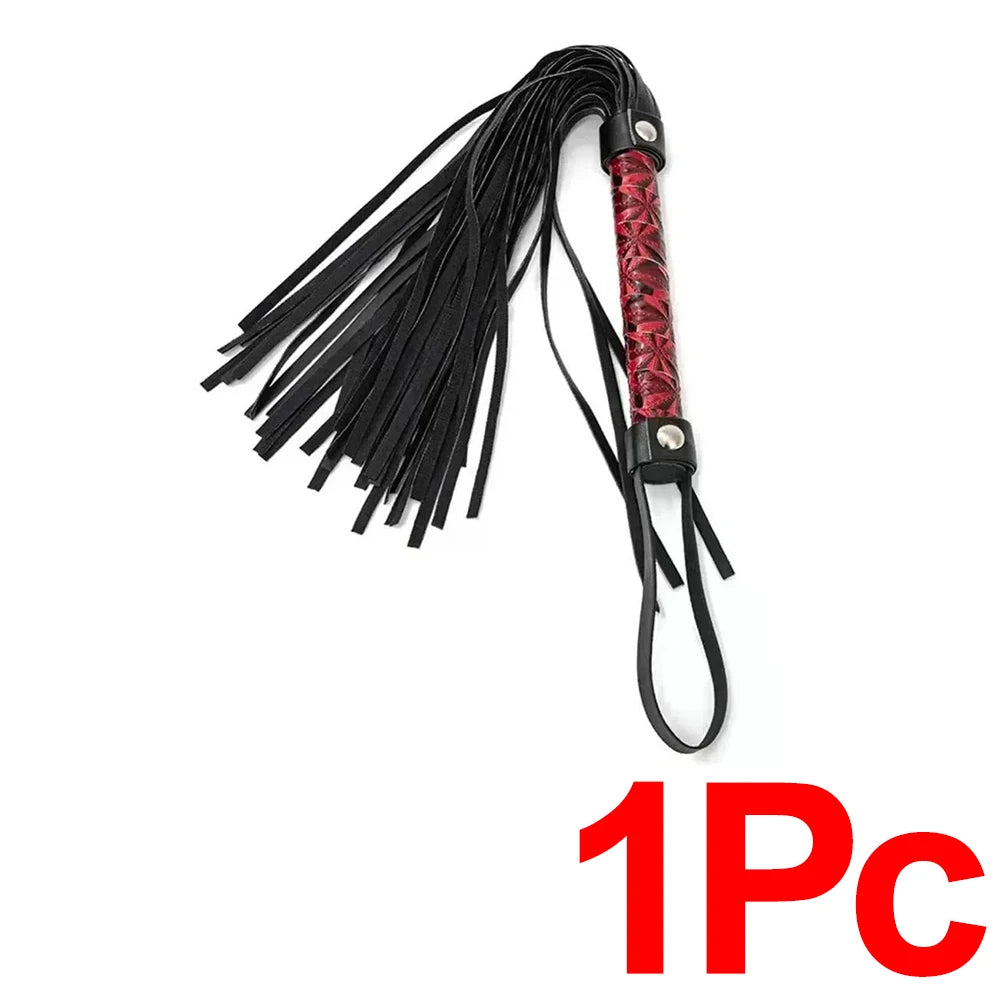 Tassels Handle Horse Whip PU Leather
