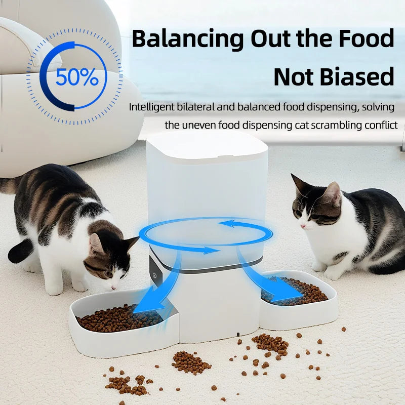 6L WIFI cat automatic feeder, double meal pet feeder